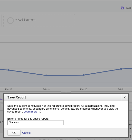 Save reports with filters and dimensions