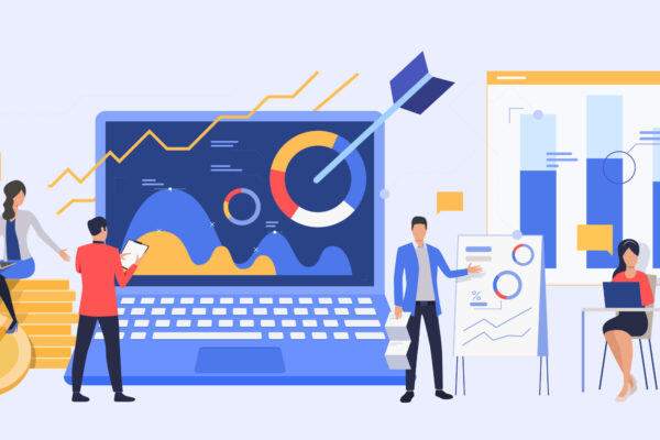 Business people analyzing marketing reports