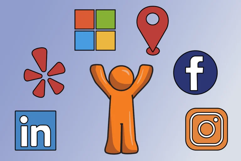 Orange Fanatically Digital guy with his arms pointing up at the logos for alternatives to google ads