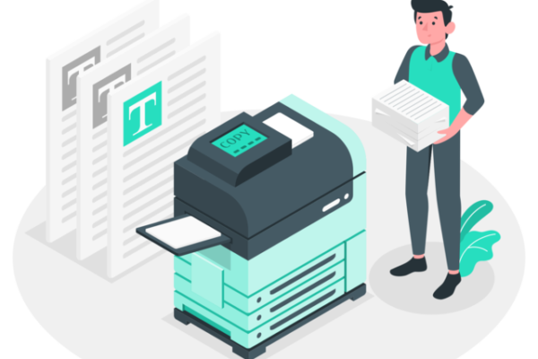 man duplicating copy at printer