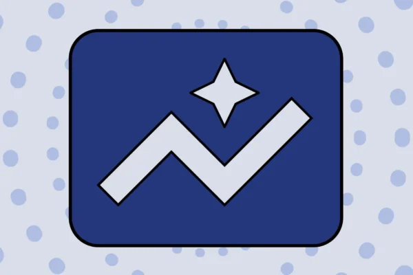 Dark blue PMAX icon on light Blue background