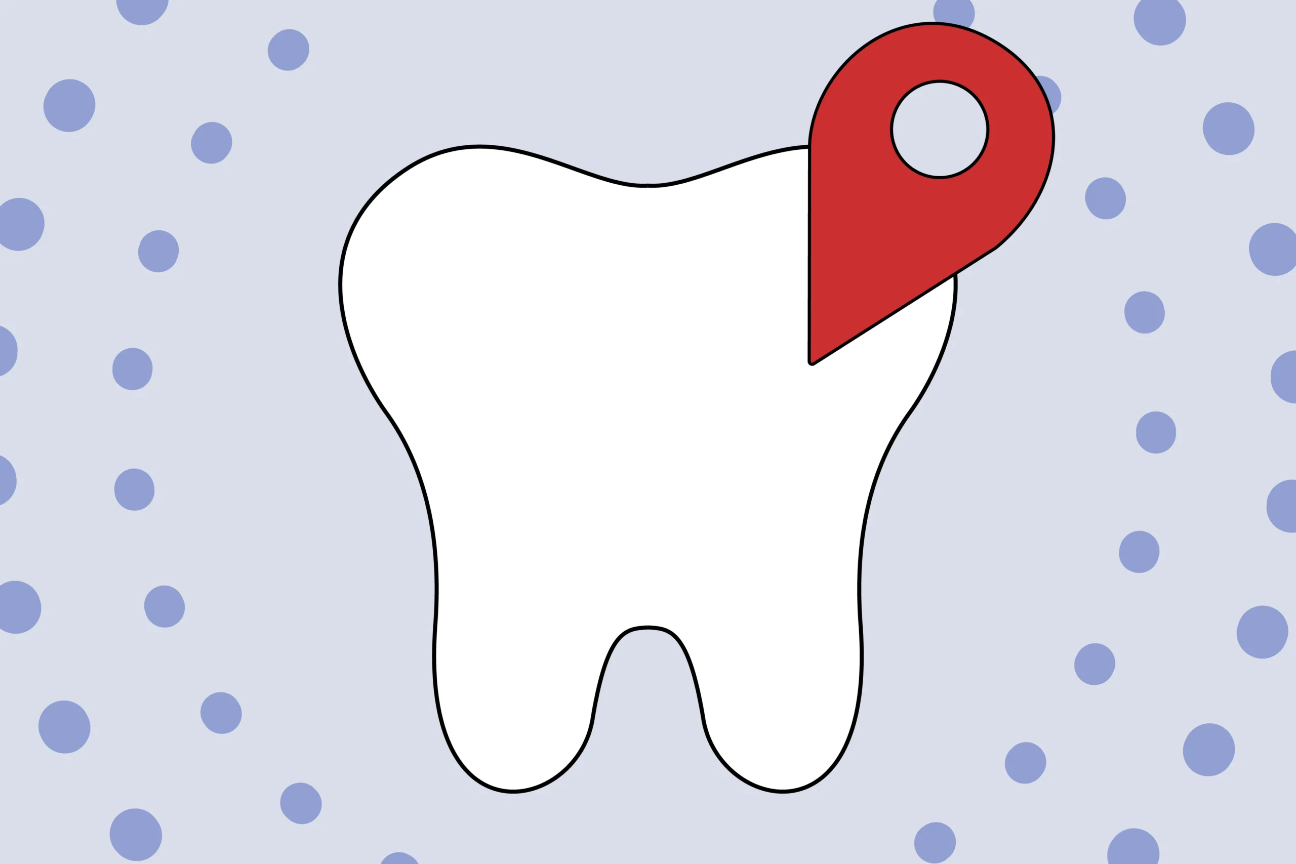 Tooth Icon with red Local SEO location icon sticking out of the right corner